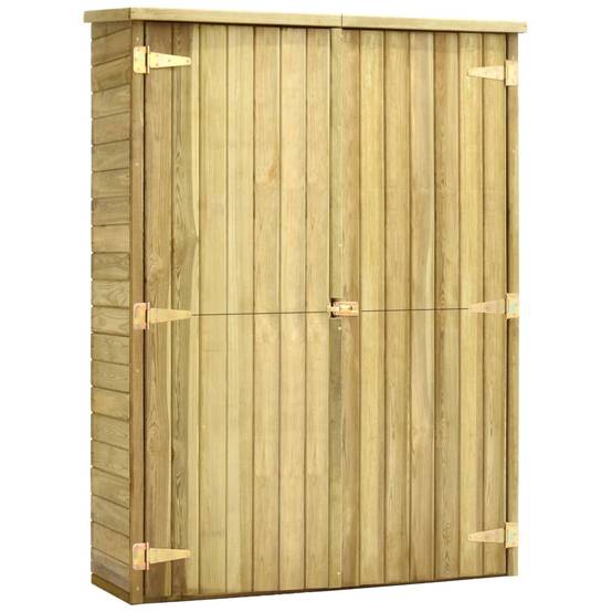 Abri de jardin cabane cabanon maison de stockage remise extérieur hangar outils robuste 123 x 50 x 171 cm Pinède imprégnée marron - Image 1