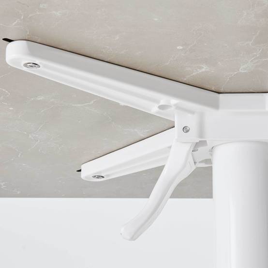 Oviala - Ensemble table 60 cm marbre beige et 4 chaises en métal blanc - Oviala - Imagen 4