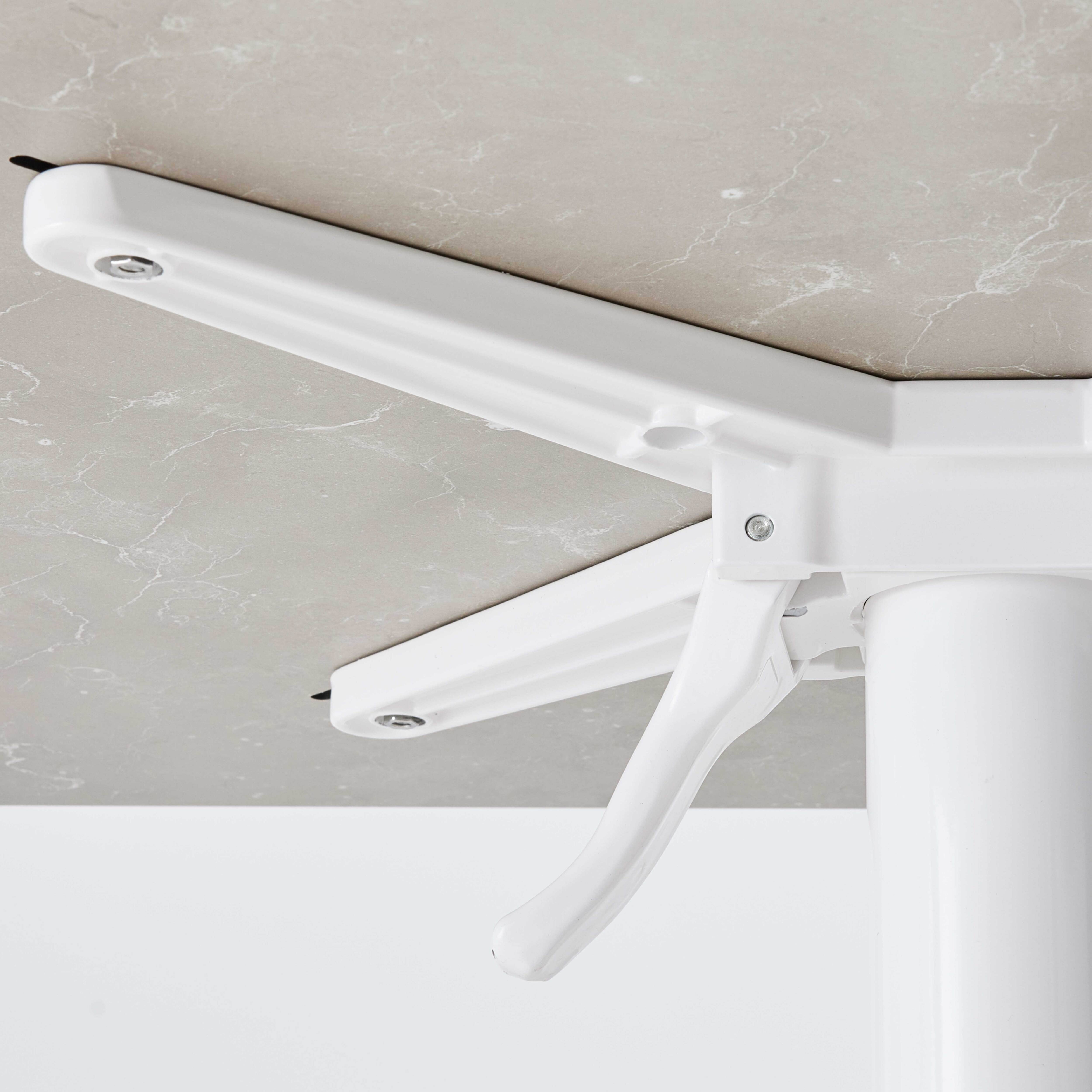 Oviala - Ensemble table 60 cm marbre beige et 4 chaises en métal blanc - Oviala - Imagen 4