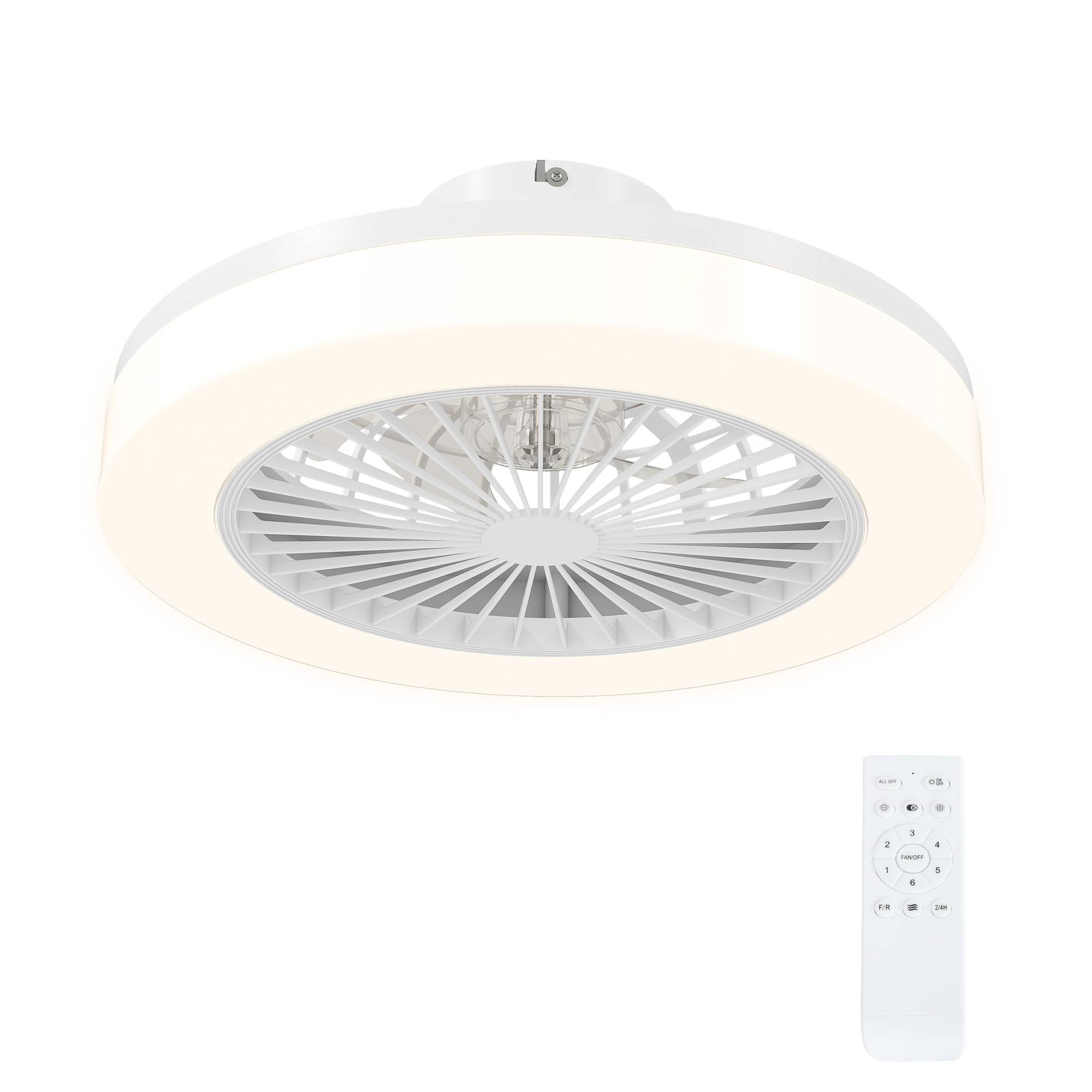 Sans Marque - Ventilateur plafond éclairage LED 6 vitesses télécommande blanc - Image 2