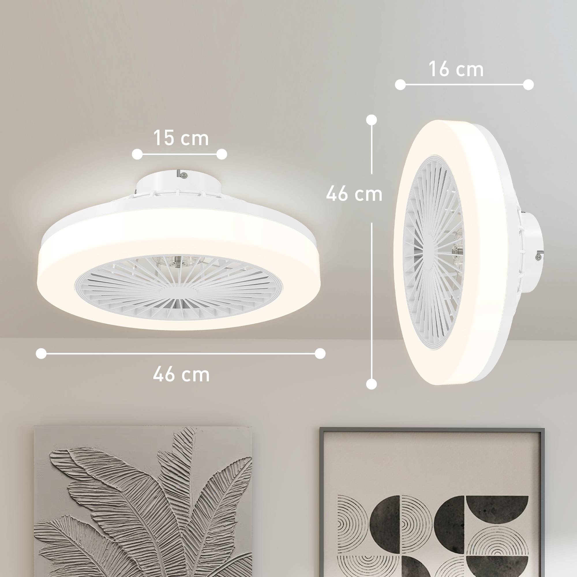 Sans Marque - Ventilateur plafond éclairage LED 6 vitesses télécommande blanc - Image 5