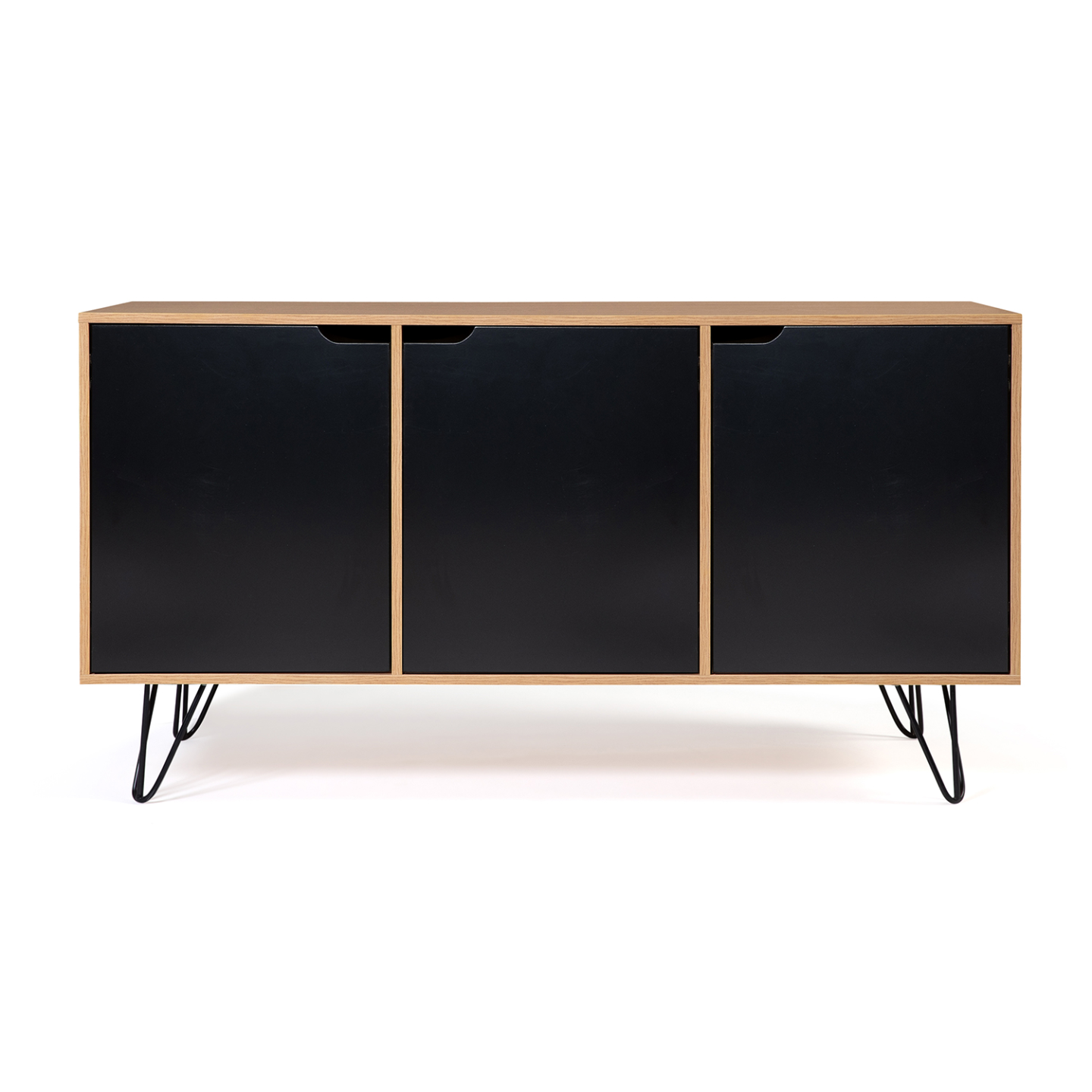 Buffet bas vintage 113 cm NOEMI 3 portes bois pied épingle - Image 3