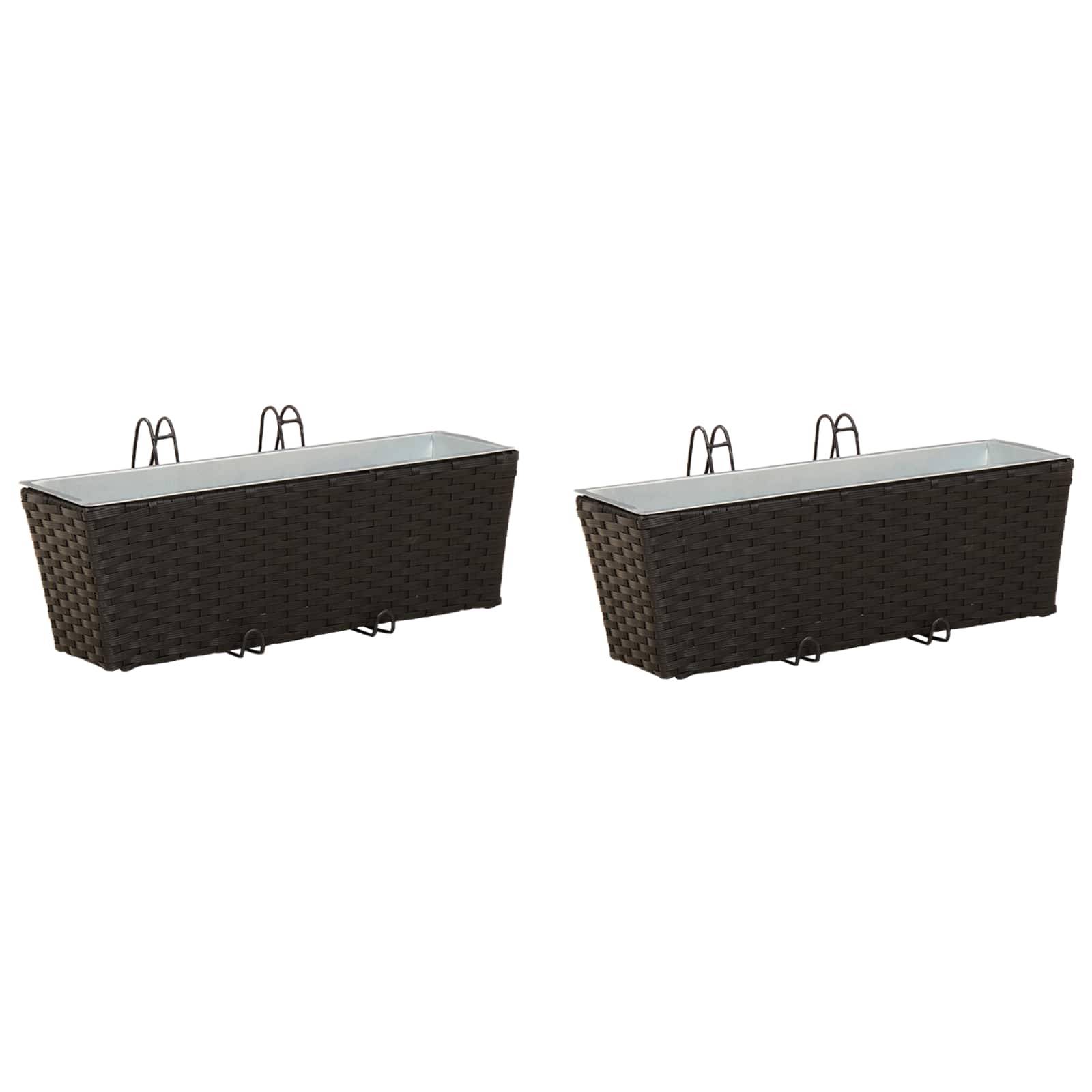PANGIVO - Jardinière de Garde-Corps Métal Noir 50 x 17 x 17 cm (Lot de 2) - PANGIVO - Image 2