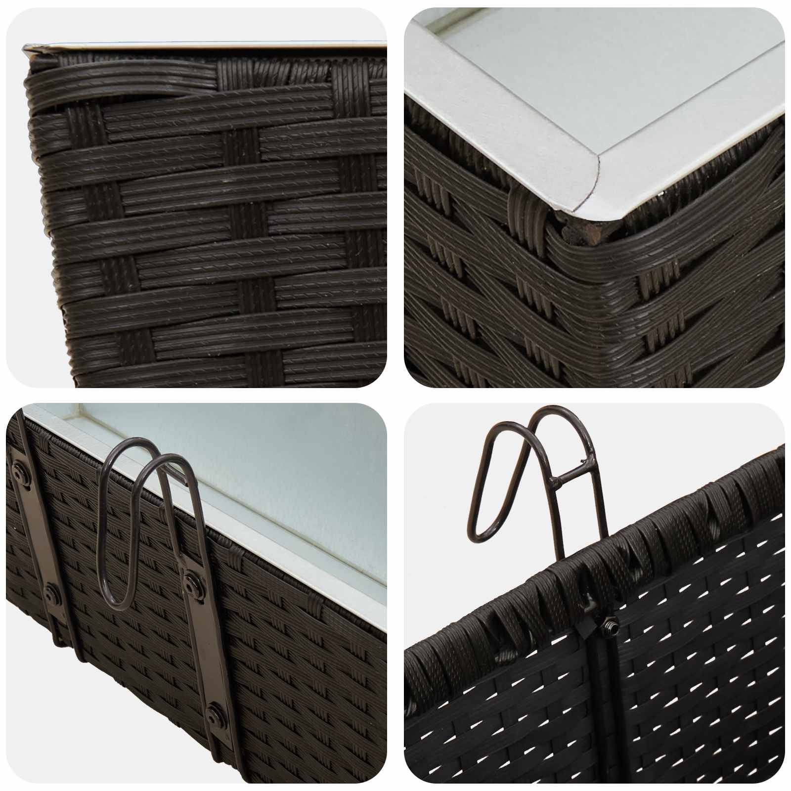 PANGIVO - Jardinière de Garde-Corps Métal Noir 50 x 17 x 17 cm (Lot de 2) - PANGIVO - Image 8