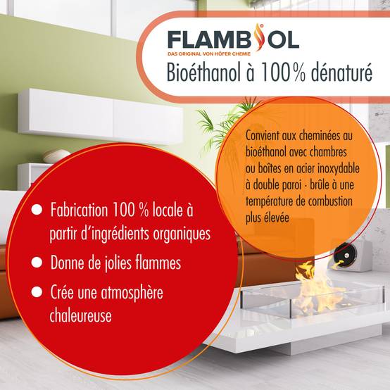 Bioéthanol à 100% dénaturé FLAMBIOL® en bidon de 5 L x 48 - Image 3
