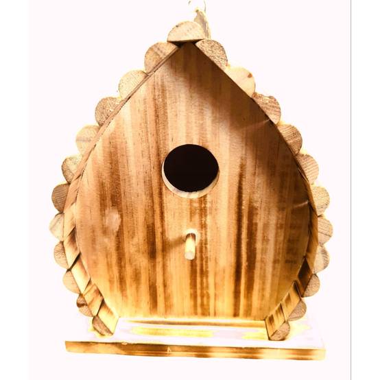 Nichoir pour oiseaux 16 x 12.5 x 19.5 cm en bois flammé nature - Image 3
