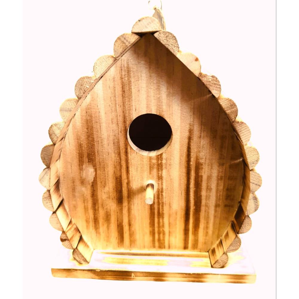 Nichoir pour oiseaux 16 x 12.5 x 19.5 cm en bois flammé nature - Imagen 3