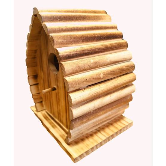 Nichoir pour oiseaux 16 x 12.5 x 19.5 cm en bois flammé nature - Image 5