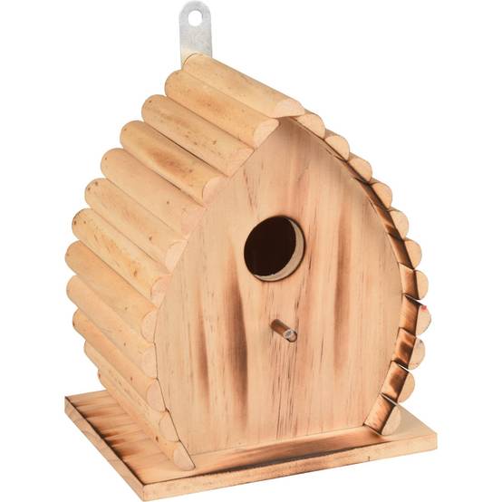 Nichoir pour oiseaux 16 x 12.5 x 19.5 cm en bois flammé nature - Image 1
