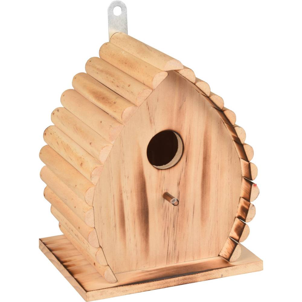 Nichoir pour oiseaux 16 x 12.5 x 19.5 cm en bois flammé nature - Imagen 1