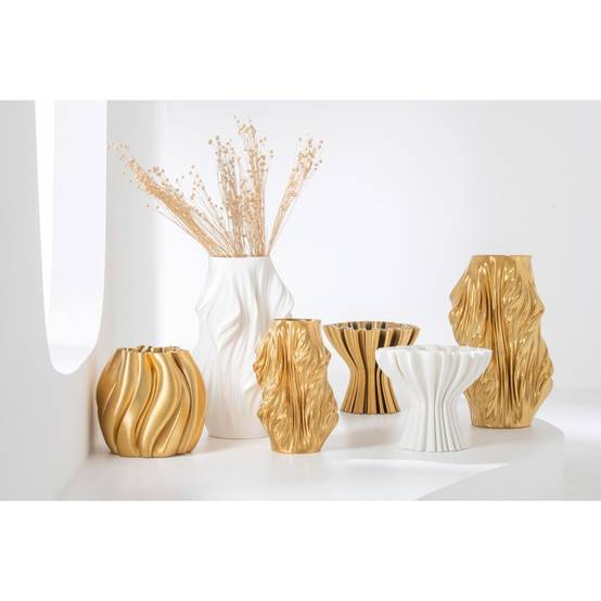 J-Line - Vase Design en Porcelaine "Impression 3D" 25cm Blanc - Image 2
