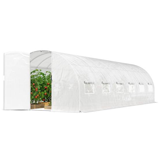 Serre Tunnel de Jardin 24 m² 295 x 798 x 199 cm, Portes et 12 Fenêtres Moustiquaires - Image 2