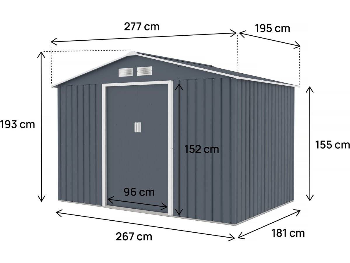 Habitat Et Jardin - Abri De Jardin Métal "vegas Ii" - 5,29 M2 - Gris -habitat Et Jardin - Image 3