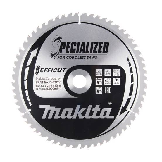 Lames carbure "EFFICUT" pour bois, pour scies radiales à batterie MAKITA - taille Ø 190 mm x 60 Dents - MAKITA ACCESSOIRES - Image 4