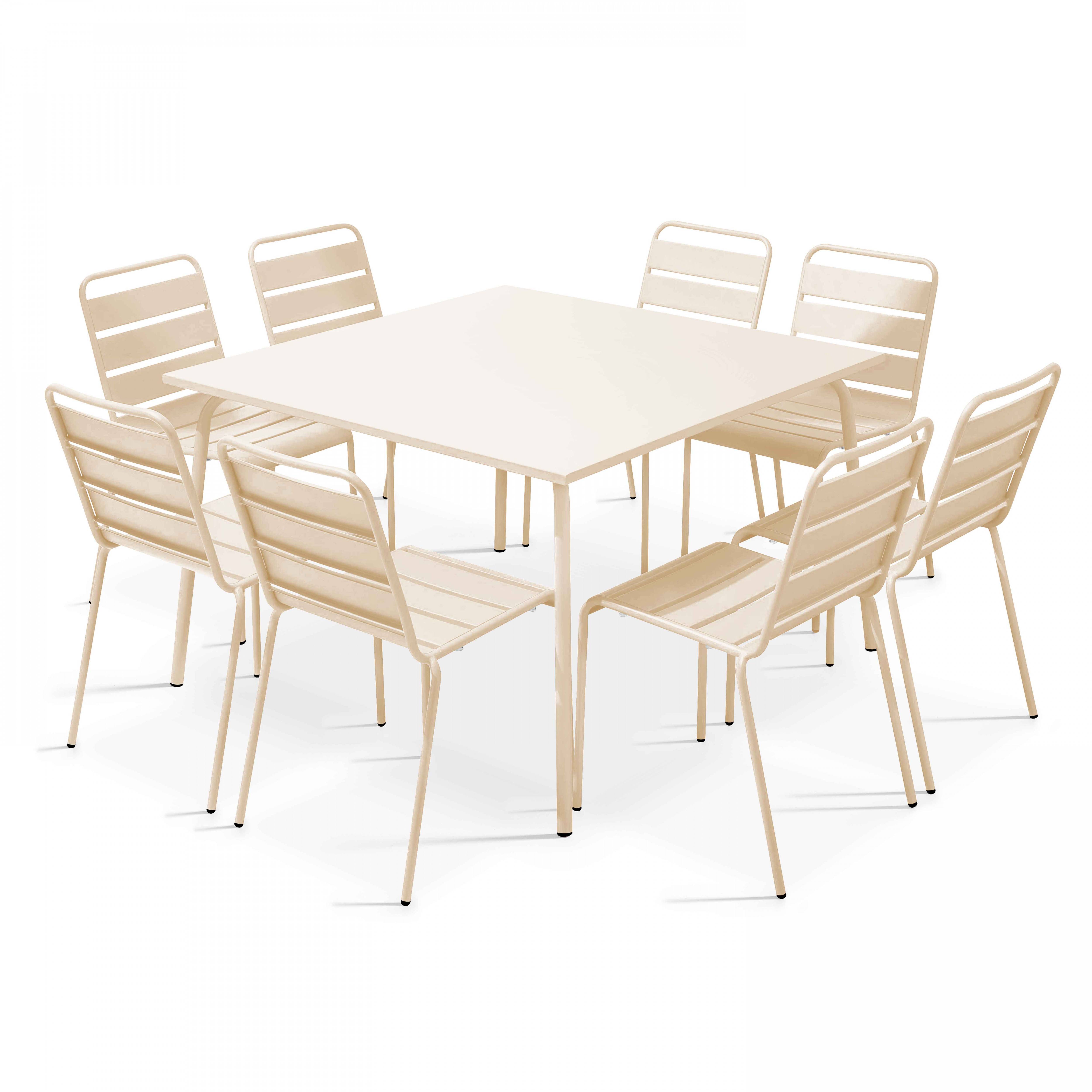 Oviala - Ensemble table de jardin et 8 chaises en métal ivoire Palavas - Oviala - Imagen 1