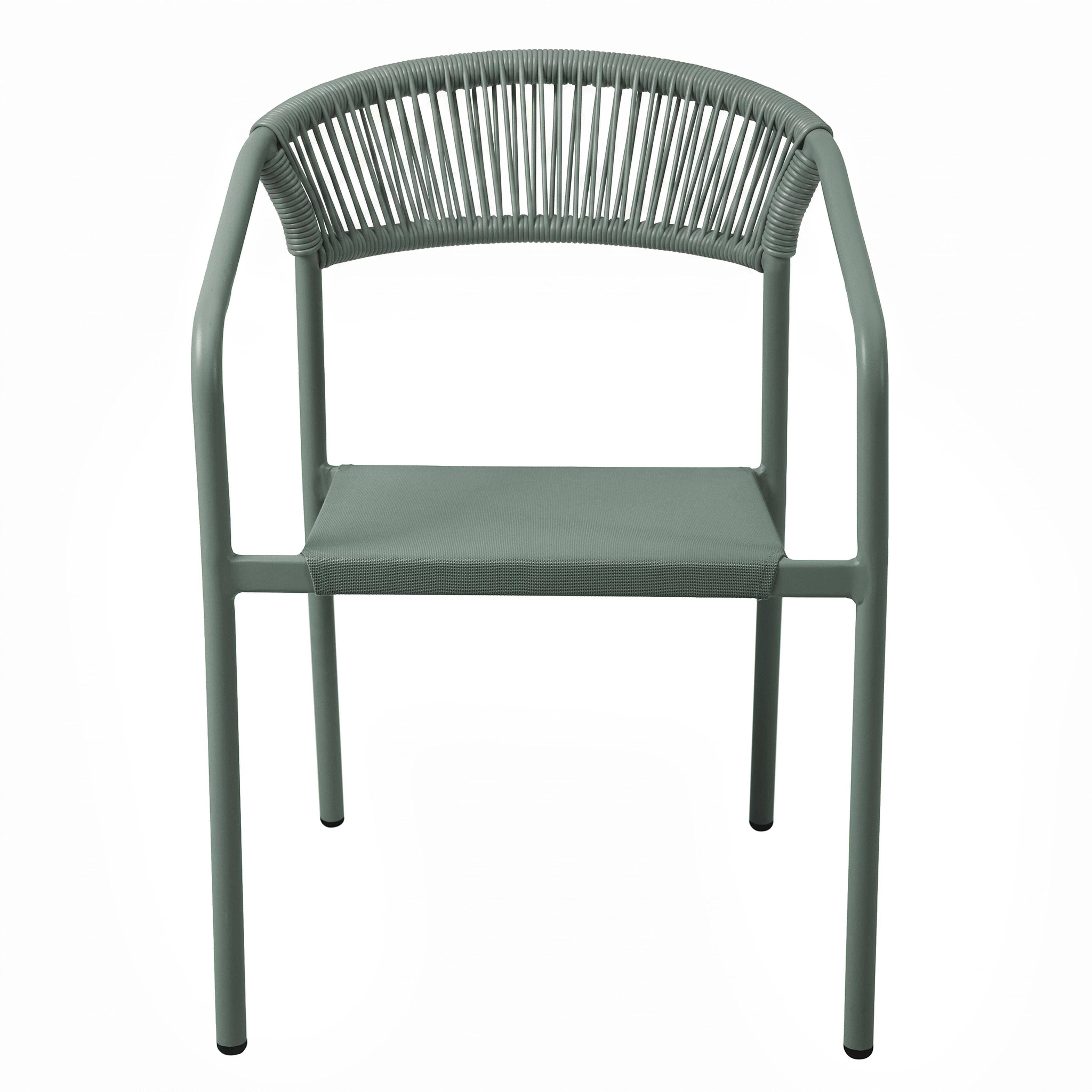 Oviala - Chaise de jardin aluminium et rotin synthétique avec accoudoirs vert Nocera - Oviala - Image 5