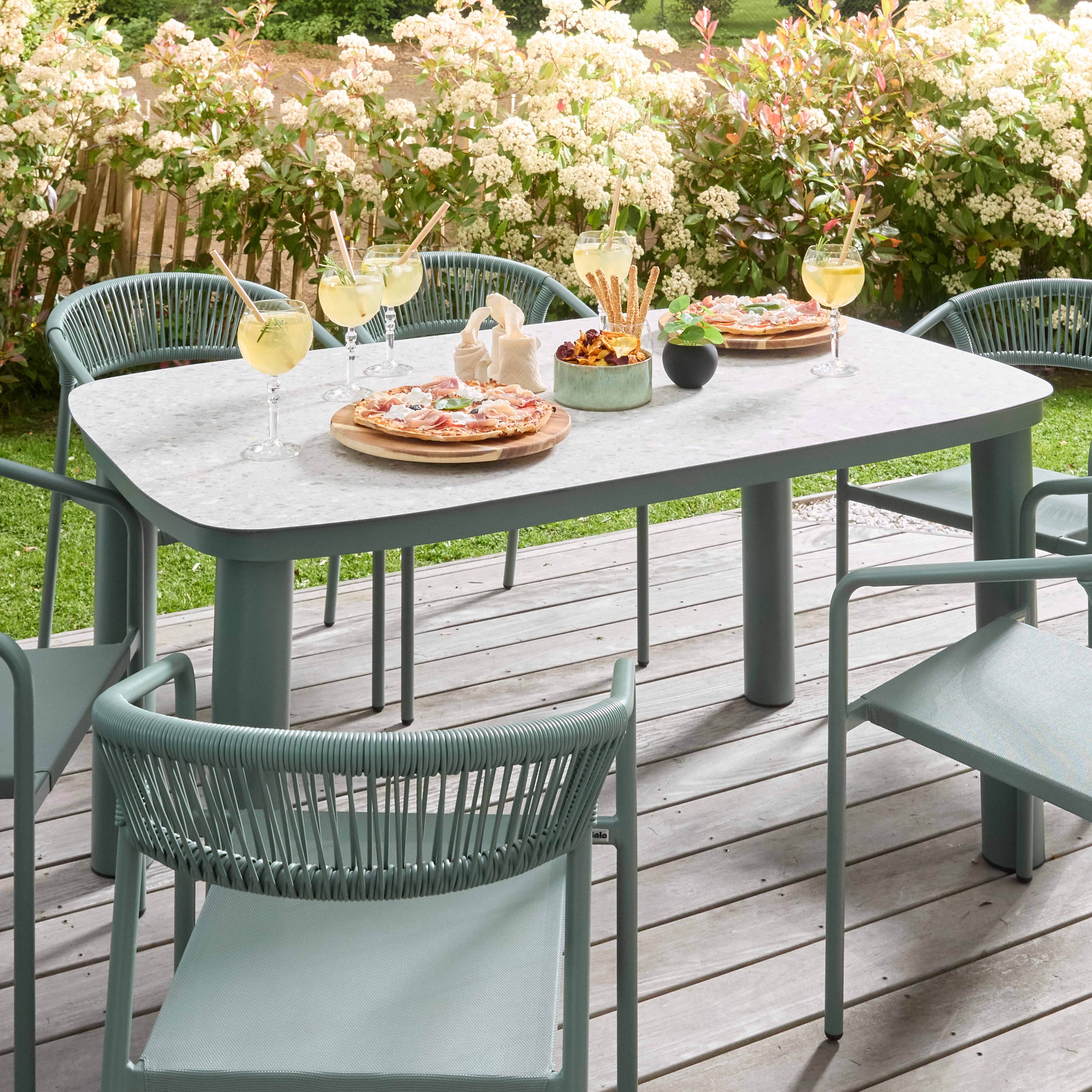 Oviala - Chaise de jardin aluminium et rotin synthétique avec accoudoirs vert Nocera - Oviala - Image 4