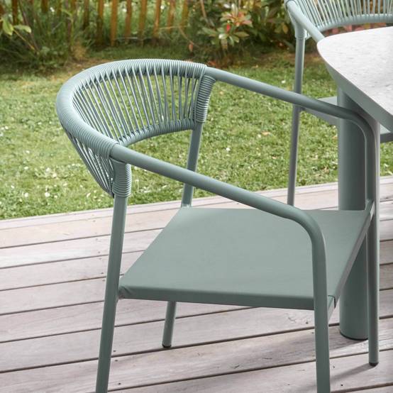 Oviala - Chaise de jardin aluminium et rotin synthétique avec accoudoirs vert Nocera - Oviala - Image 2