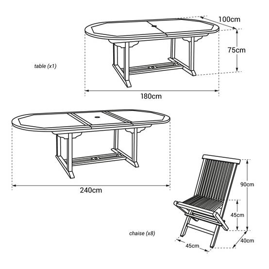 Salon de jardin en teck LOMBOK - table ovale extensible - 8 places - HAPPY GARDEN - Imagen 6