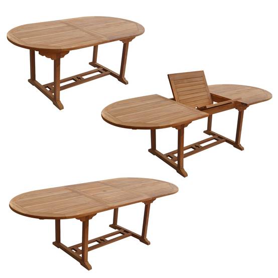 Salon de jardin en teck LOMBOK - table ovale extensible - 8 places - HAPPY GARDEN - Imagen 3