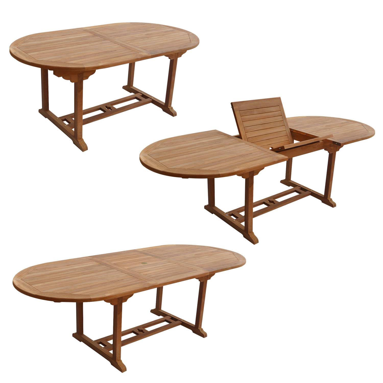 Salon de jardin en teck LOMBOK - table ovale extensible - 8 places - HAPPY GARDEN - Imagen 3