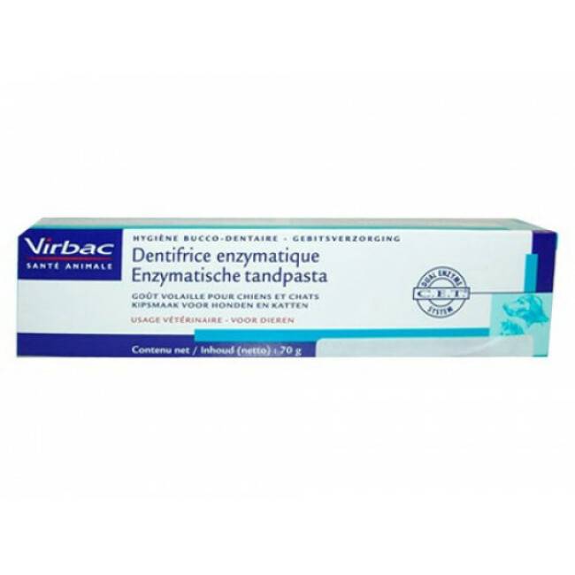Dentifrice enzymatique soin dentaire Virbac pour chiens et chats Goût Poulet Tube 70 g
