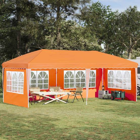 ComfortXL - Tente de réception pliable acier oxford marché événement montage rapide 575x289cm orange - ComfortXL Outdoor Living - Image 1