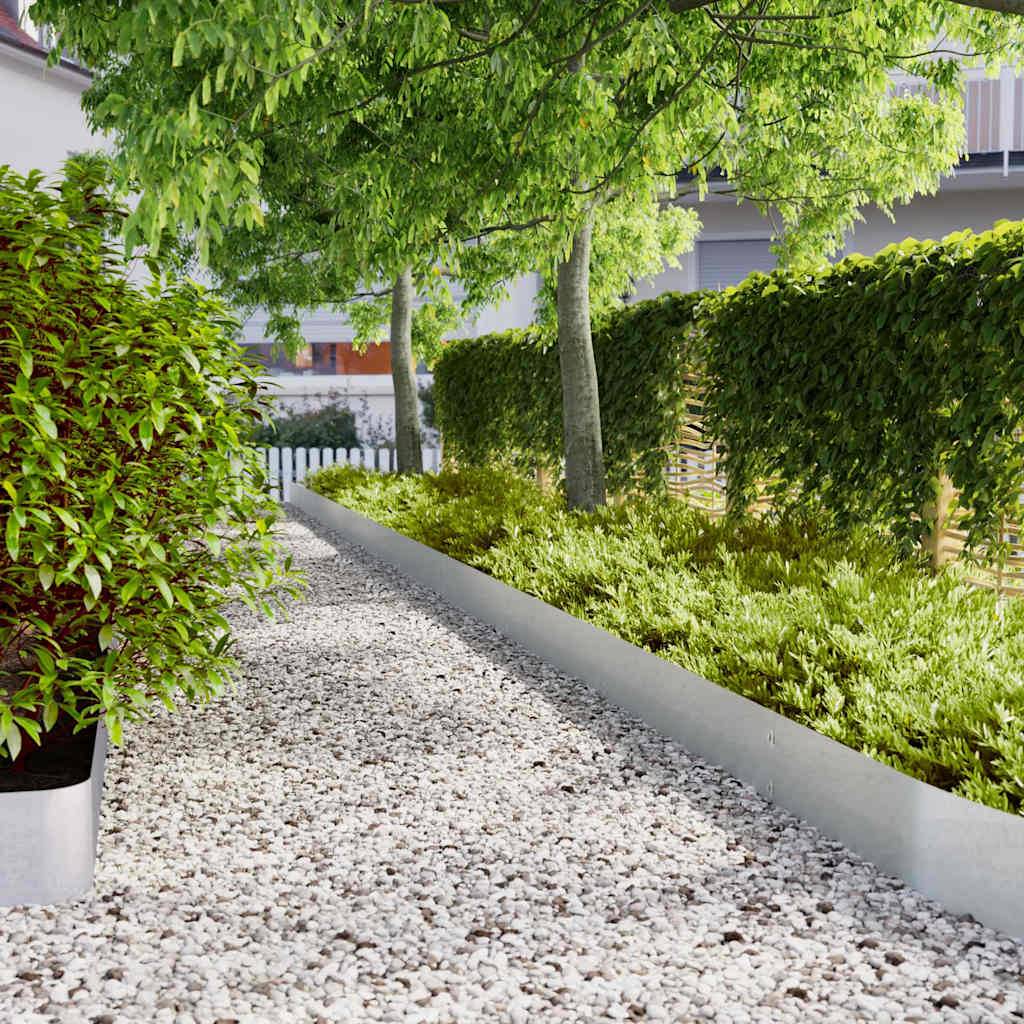 Bordure pelouse acier galvanisé jardin et allée délimitation nette 10pcs 20x103cm blanc - ComfortXL Outdoor Living - Image 1