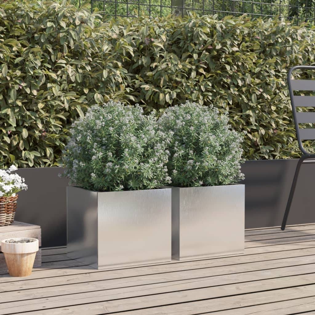 Jardinières 2 pcs acier inoxydable argenté 32 x 30 x 29 cm - PANGIVO - Image 3
