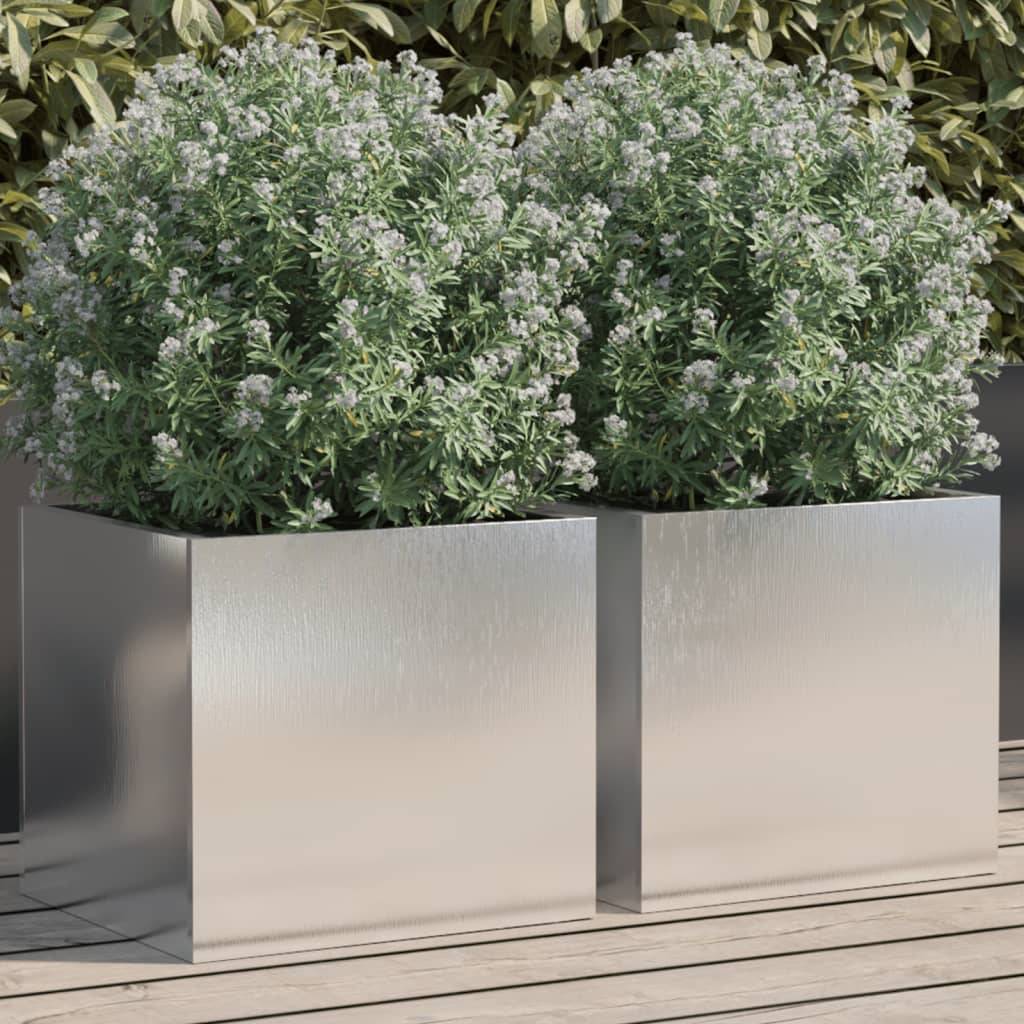 Jardinières 2 pcs acier inoxydable argenté 32 x 30 x 29 cm - PANGIVO - Image 1