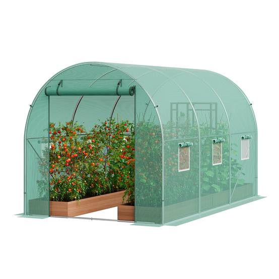 Vevor - VEVOR Serre tunnel 345x195x192 cm, cadre acier galvanisé, couverture PE 140 g/m², porte zippée enroulable, 6 fenêtres, pour jardin extérieur - Image 1