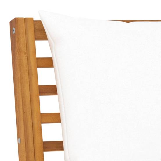 Helloshop26 - Salon de jardin meuble d'extérieur ensemble de mobilier 5 pièces avec coussin crème bois d'acacia solide - Imagen 6