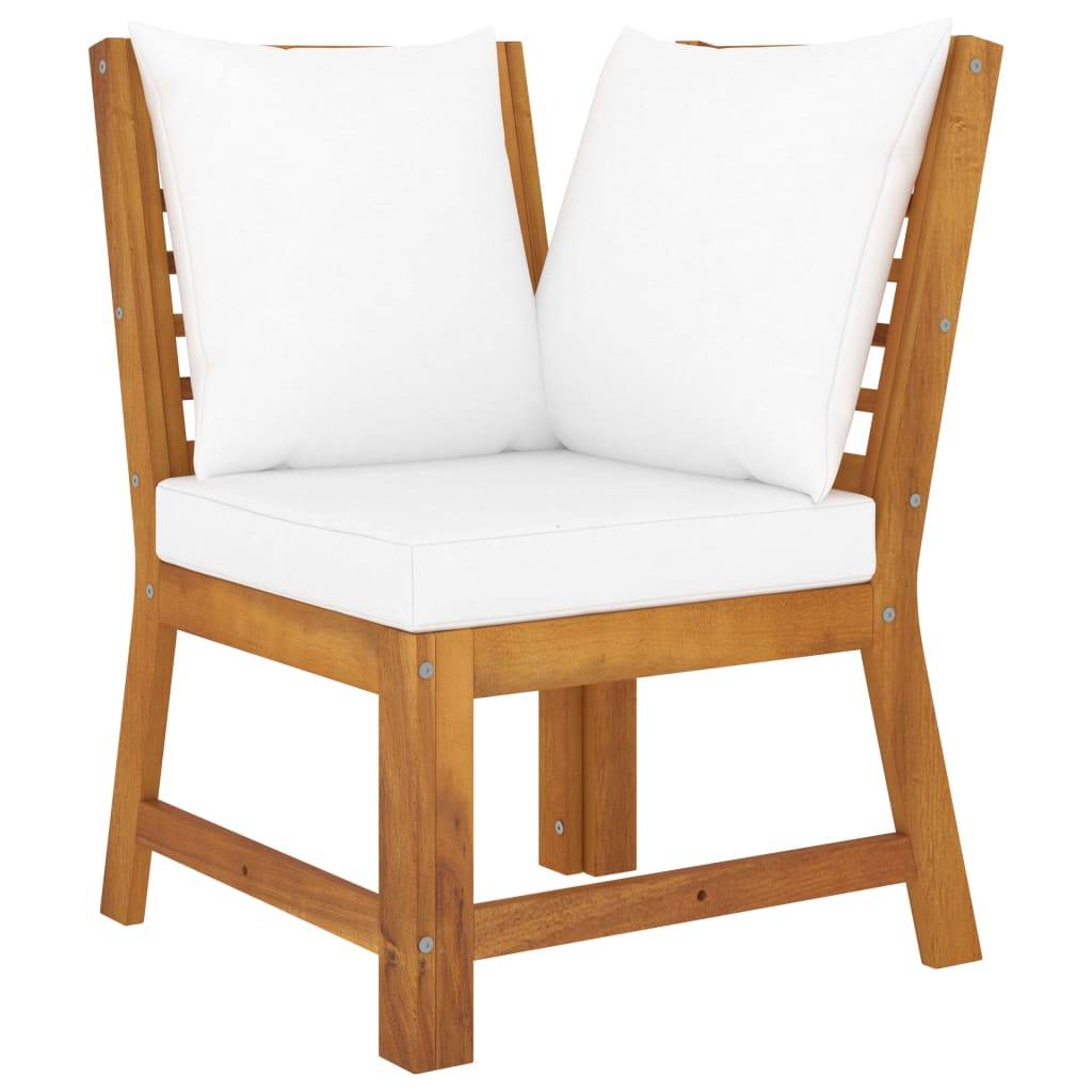 Helloshop26 - Salon de jardin meuble d'extérieur ensemble de mobilier 5 pièces avec coussin crème bois d'acacia solide - Imagen 5