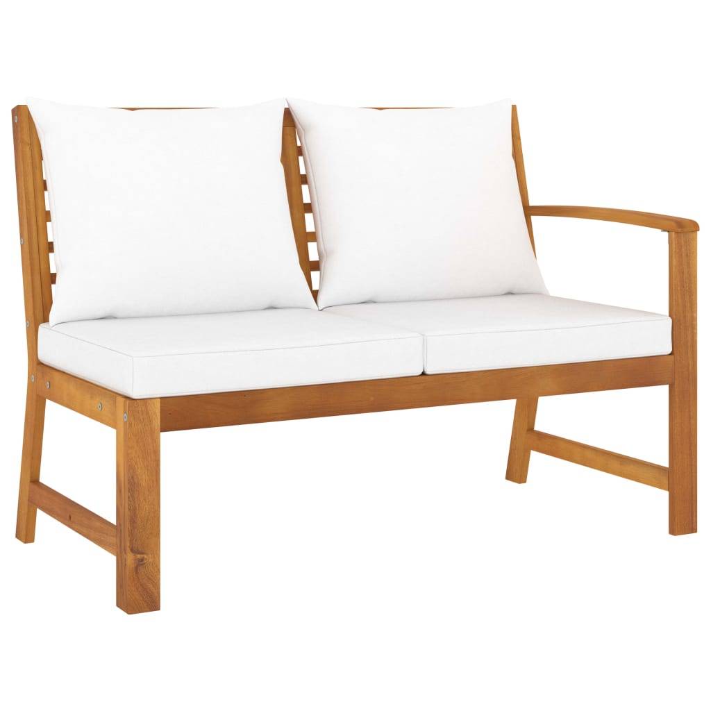 Helloshop26 - Salon de jardin meuble d'extérieur ensemble de mobilier 5 pièces avec coussin crème bois d'acacia solide - Imagen 3