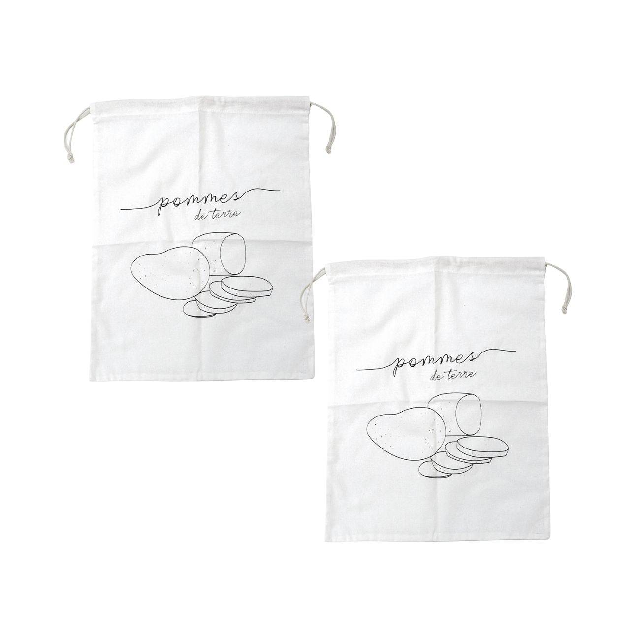 Lot de 2 sacs à légumes réutilisables avec 2 sacs en coton Fackelmann Nature - Image 1