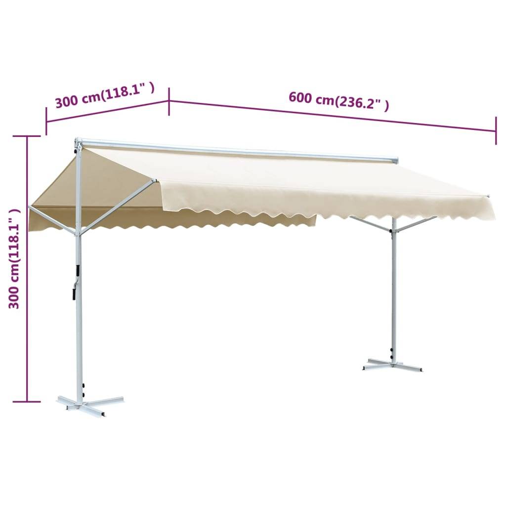 Helloshop26 - Auvent sur pied 600 x 300 cm crème - Imagen 9