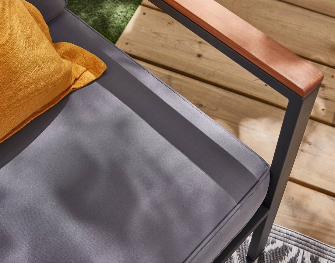 Best Mobilier - Bamaga - salon bas de jardin 4 places - bois, métal et coussins gris - Best Mobilier - Imagen 7