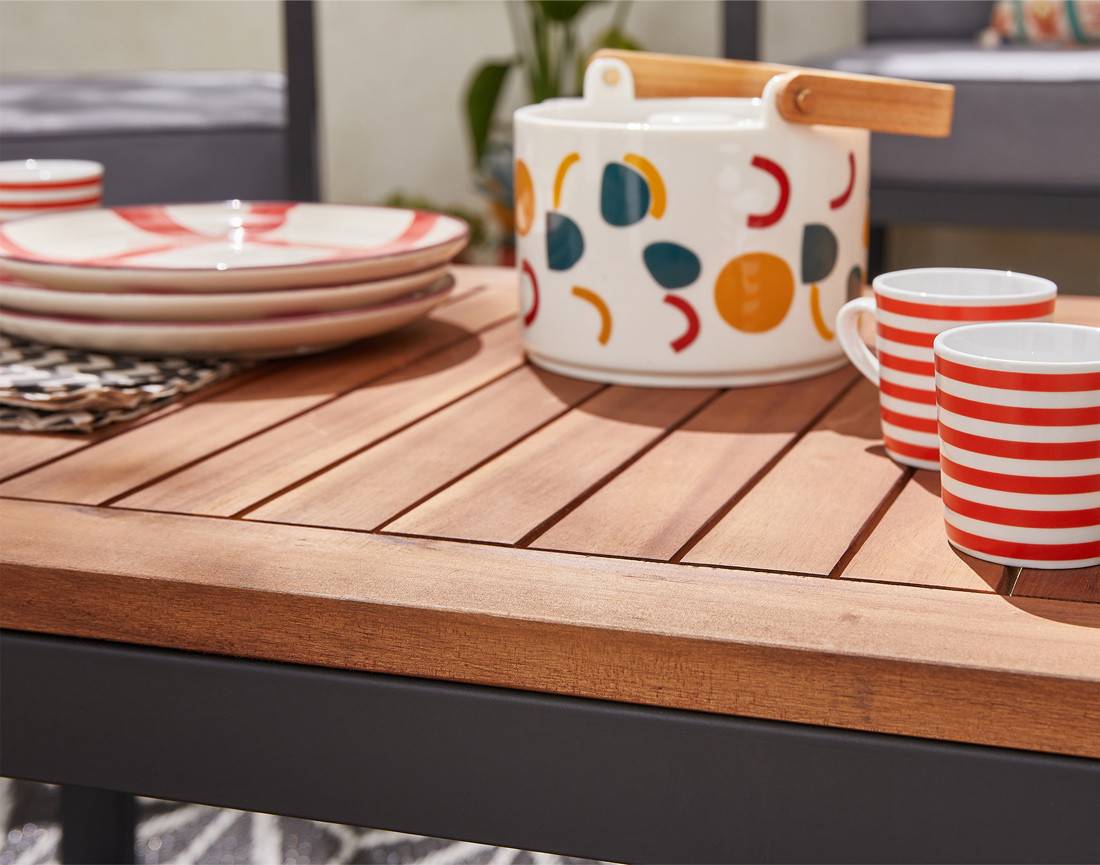 Best Mobilier - Bamaga - salon bas de jardin 4 places - bois, métal et coussins gris - Best Mobilier - Imagen 6