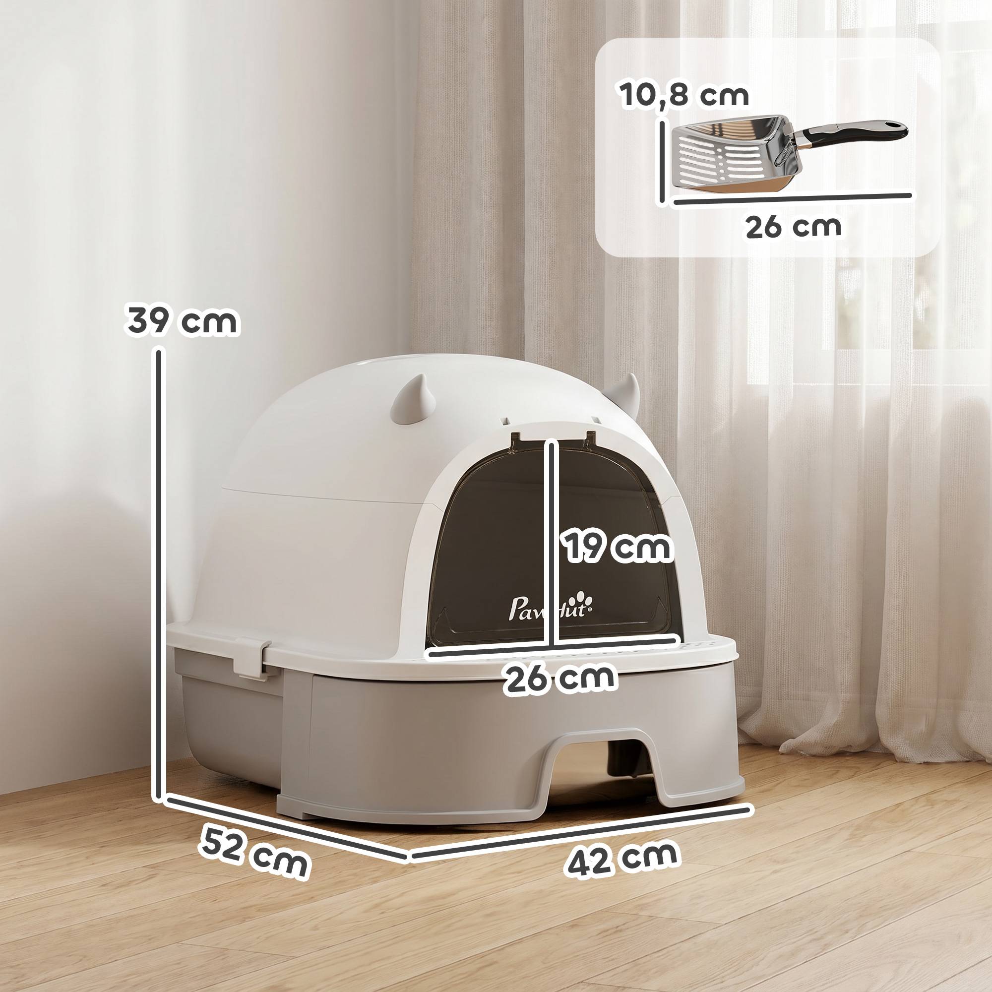 ComfortXL - Maison de toilette pour chat acier inoxydable 52 x 42 x 39 cm grise 3-en-1 anti-odeurs avec filtre charbon - Image 3