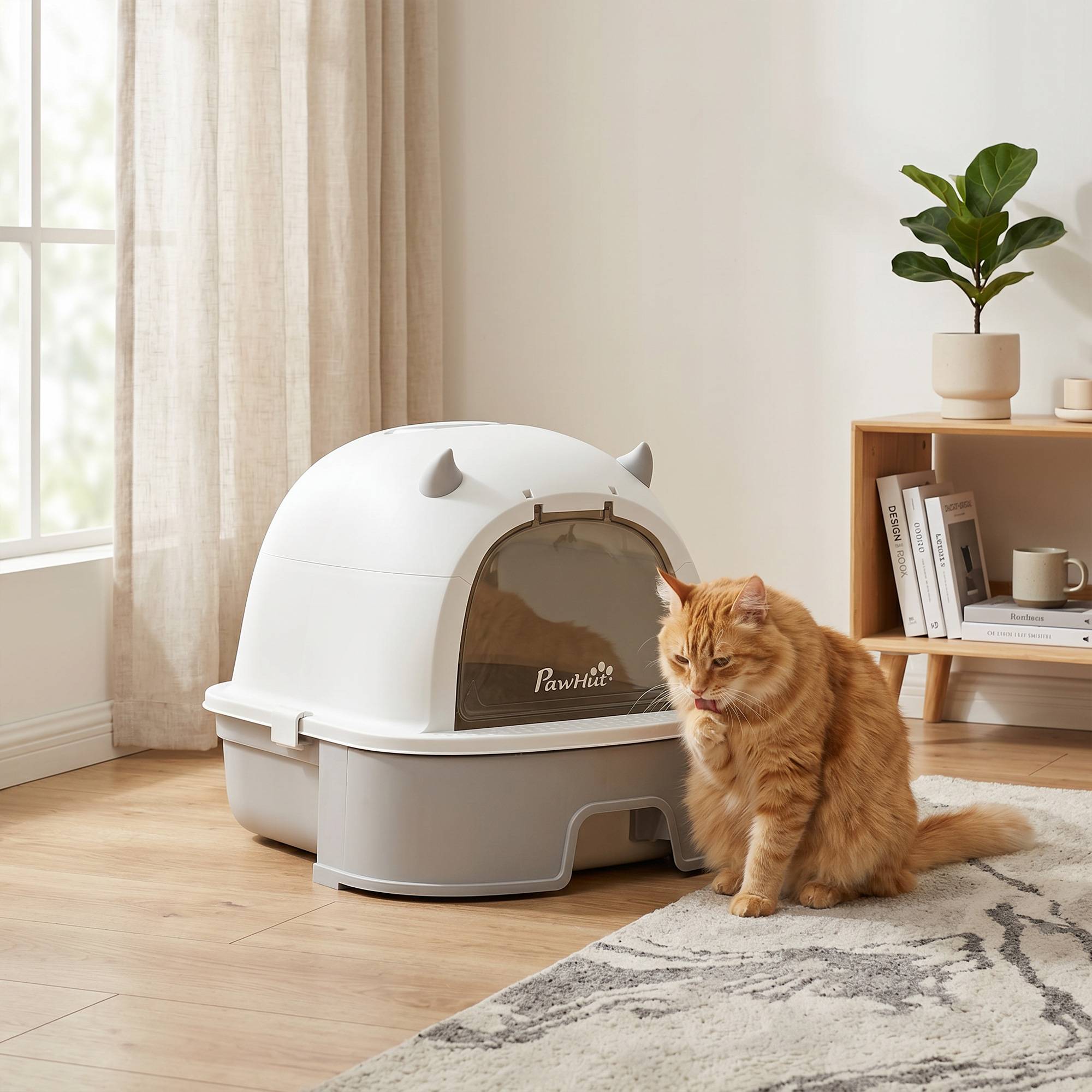 ComfortXL - Maison de toilette pour chat acier inoxydable 52 x 42 x 39 cm grise 3-en-1 anti-odeurs avec filtre charbon - Image 9