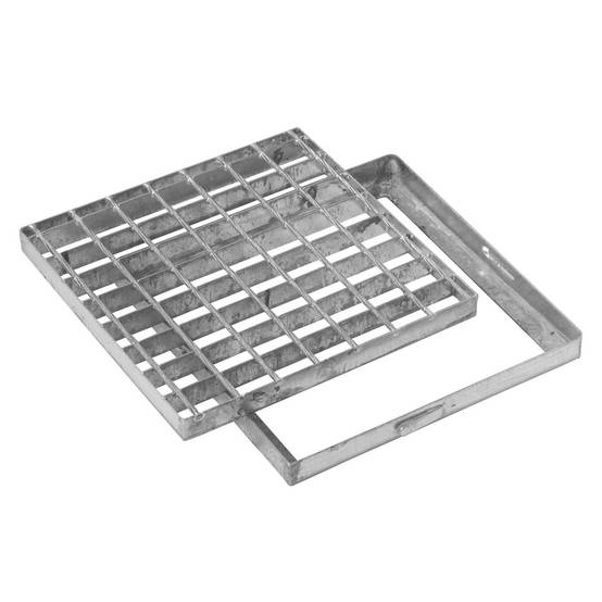 Jardibric - Jardibric - Grille Caillebotis 30x30 cm Acier Galvanisé avec Cadre - Grille Caniveau Drainage Eaux Pluviales Regard - Image 1