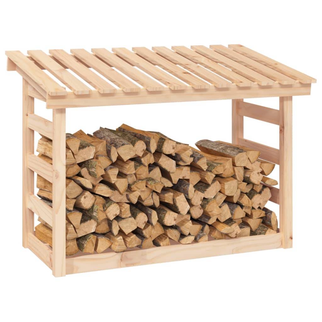 Abri Bûches en Pin Massif Naturel Rangement Jardin Stable et Spacieux 108x65x78cm - ComfortXL Outdoor Living - Image 4