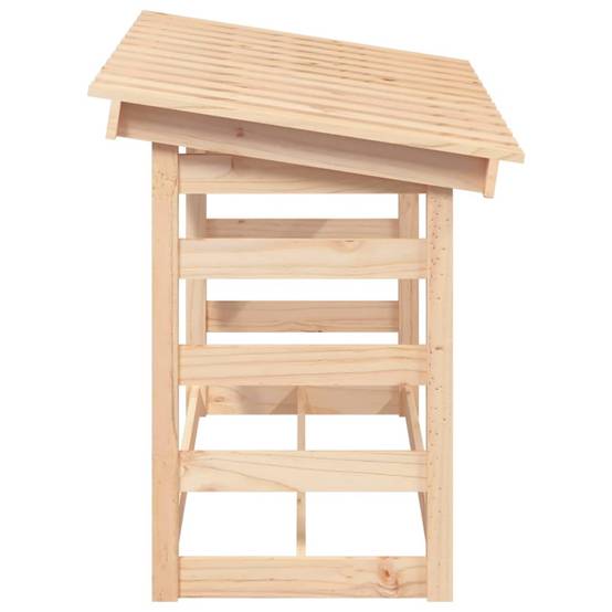 Abri Bûches en Pin Massif Naturel Rangement Jardin Stable et Spacieux 108x65x78cm - ComfortXL Outdoor Living - Image 6