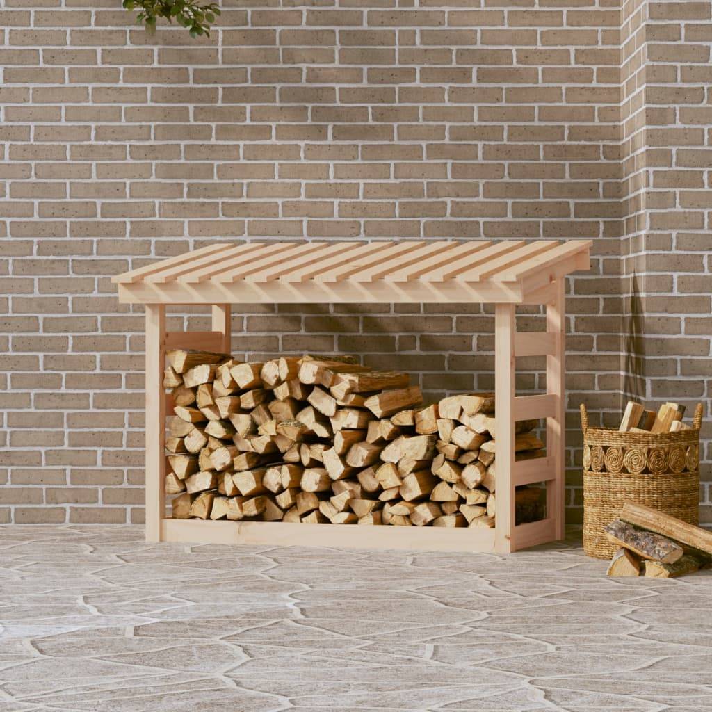 Abri Bûches en Pin Massif Naturel Rangement Jardin Stable et Spacieux 108x65x78cm - ComfortXL Outdoor Living - Image 1