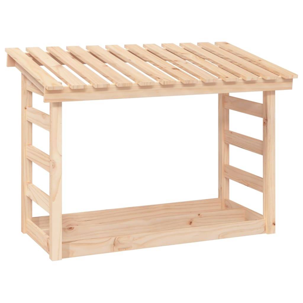Abri Bûches en Pin Massif Naturel Rangement Jardin Stable et Spacieux 108x65x78cm - ComfortXL Outdoor Living - Image 2