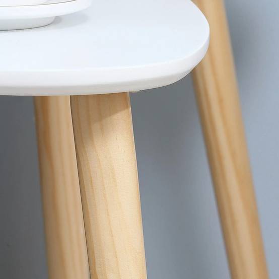 Lot de 2 tables basses gigognes design scandinave pieds en bois et plateau en bois, blanc - Image 8