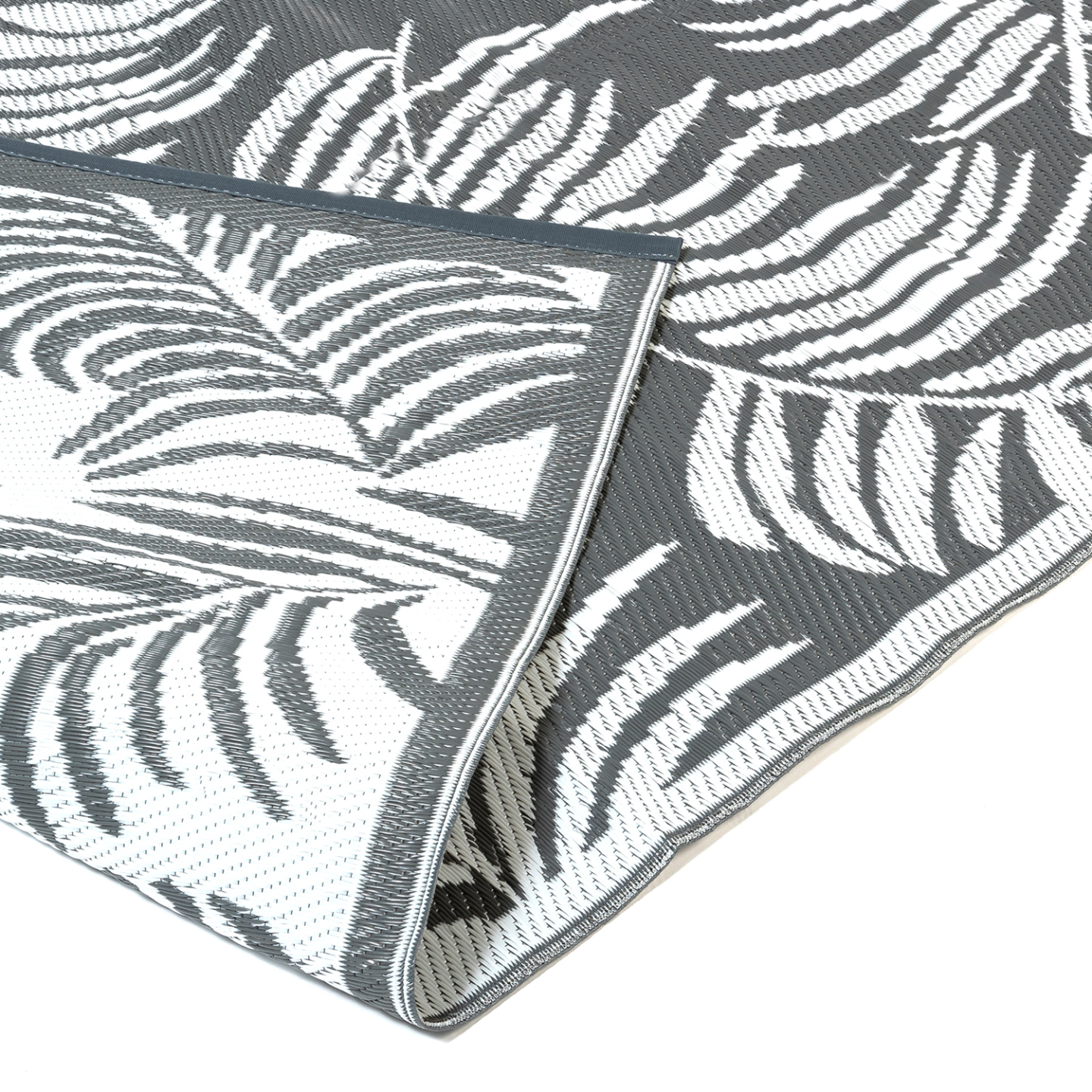 Tapis extérieur COCO tropical gris et blanc 180 x 280 CM - Image 4