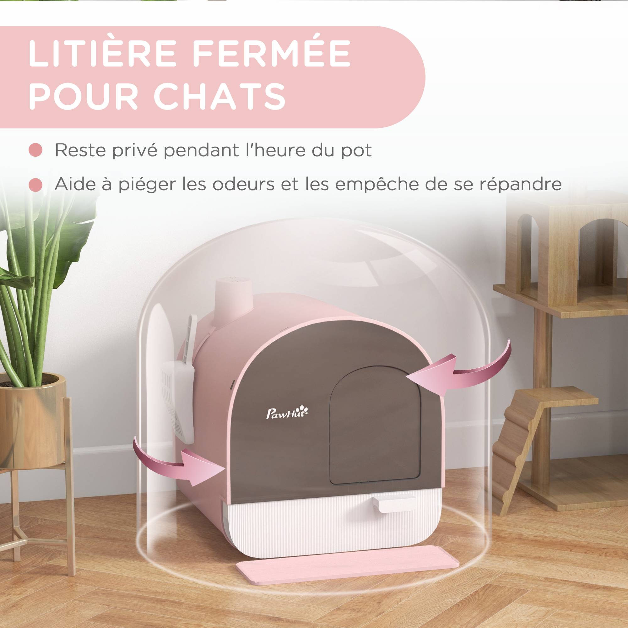 Maison de toilette plastique rose 43 x 44 x 47 cm - PANGIVO - Image 7