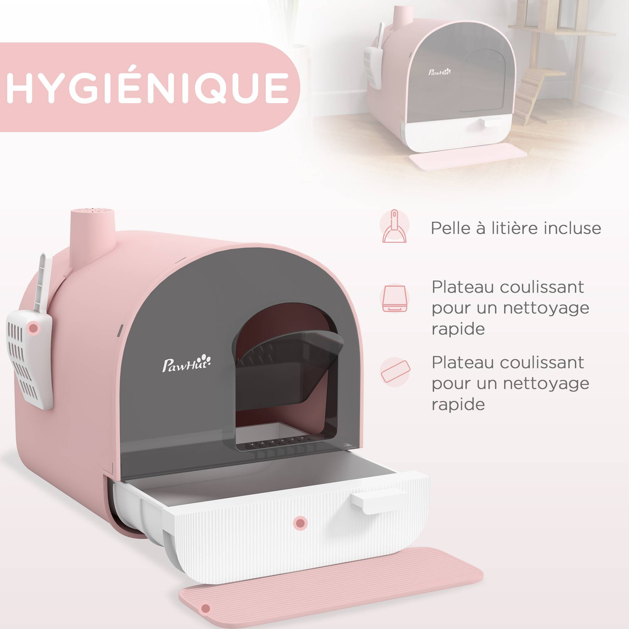 Maison de toilette plastique rose 43 x 44 x 47 cm - PANGIVO - Image 6