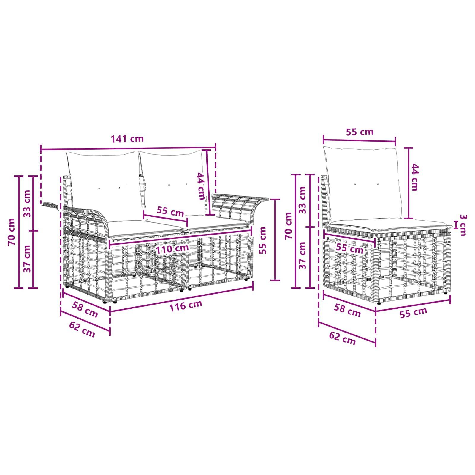 Vidaxl - Ensemble de canapés d'extérieur 7 pc Blanc Naturel et Crème vidaXL 3437668 - Image 3